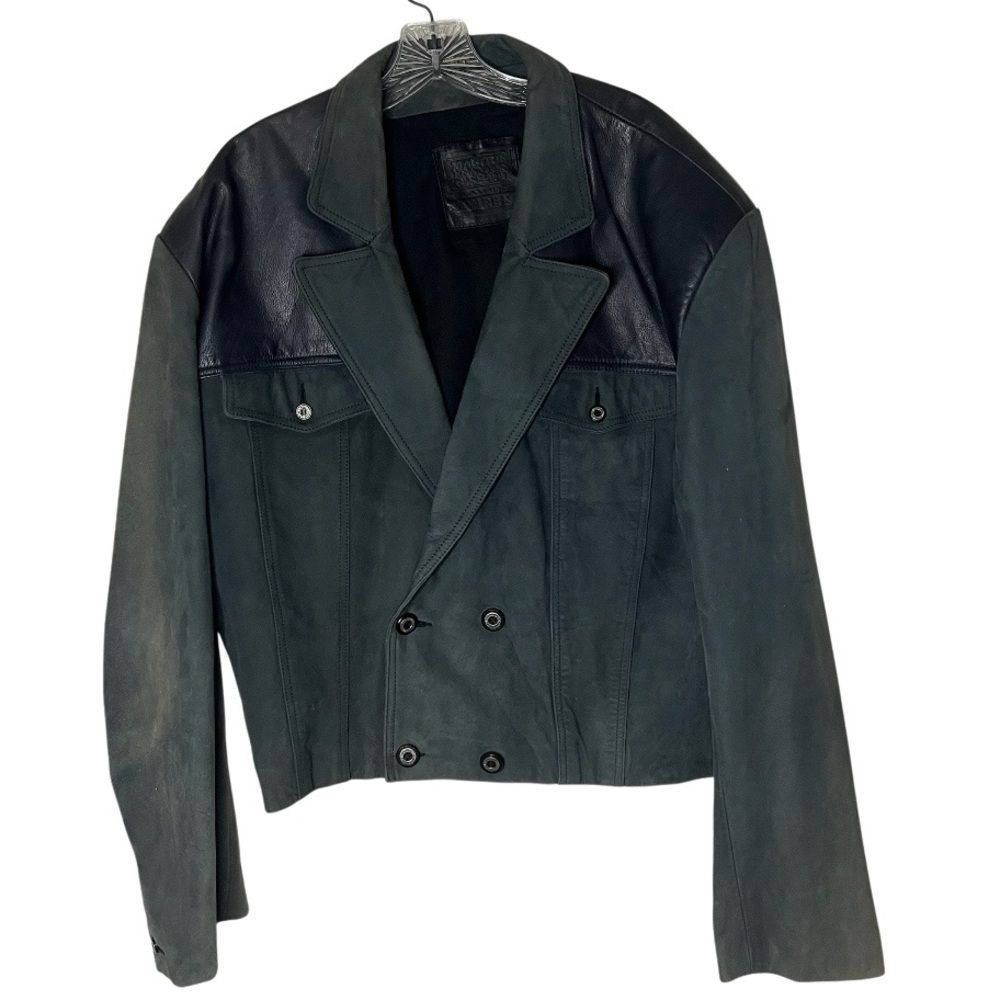 Marithe Francois Girbaud Avirex Black Leather Green Suede Jacket Rare Collab